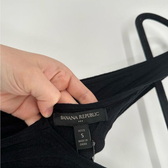 Banana Republic Sweater Dress Pleated Maxi Black Tie Waist Stretch Sz SP - Picture 7 of 11